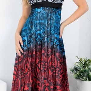 Elegant Jacquard Multicolor Print Maxi Dress